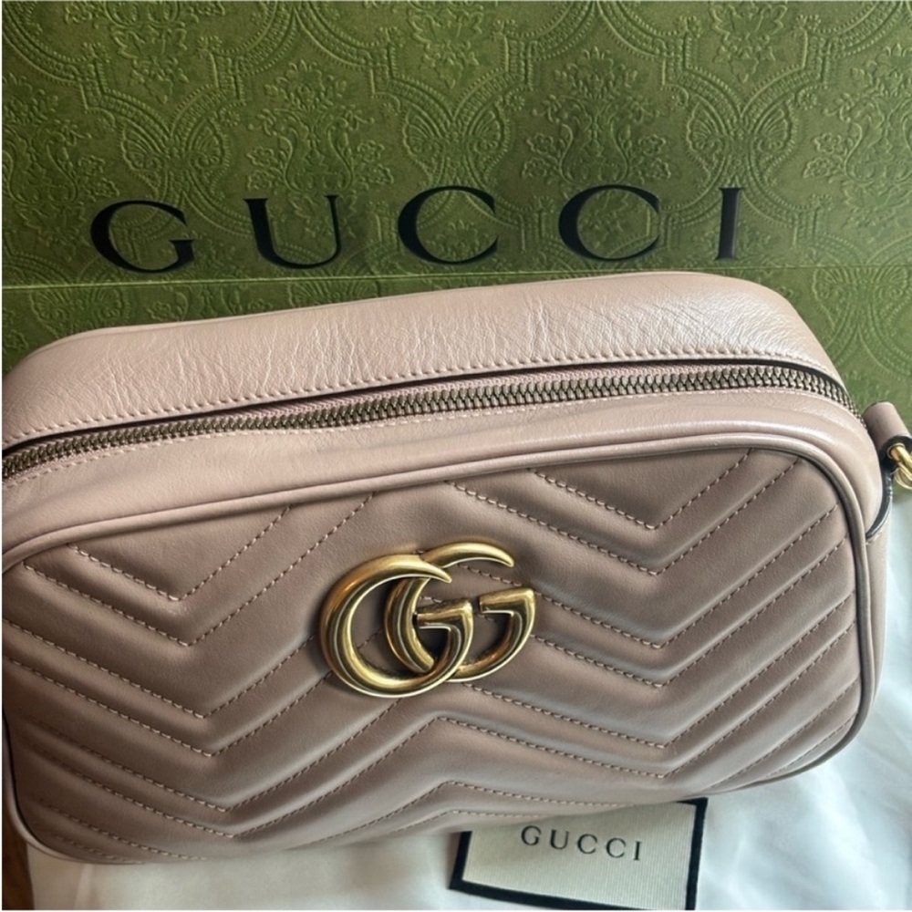Gucci Maramont Rose Quilted Leather Crossbody Camera Bag - Picture 16 of 16